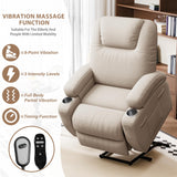 Flamaker Power Lift Recliner Chair with Massage Ergonomic Recliner Chair for Elderly People, Single Sofa with Cup Holders, Side Pockets (Beige) Flamaker