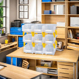 AERCANA Plastic Garage Stacking Hanging Storage Bins,5-1/3"X4-1/5 X3,Clear,9 pack AERCANA