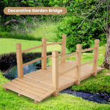 HAPPYGRILL 5FT Wooden Garden Bridge, Decorative Landscaping Bridge with Classic Arc Footbridge & Double Safety Railings, Garden Bridges for Outdoors, Backyard, Garden Farm (Natural) HAPPYGRILL