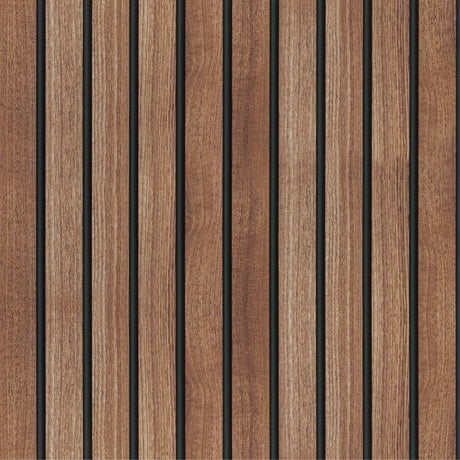 Abyssaly Wood Slat Wallpaper Peel and Stick, Brown Striped Wood Grain Contact Paper, Removable Self Adhesive Faux Wood Panel Wall Covering for Cabinets and Drawers 17.71 in X 118 in Abyssaly