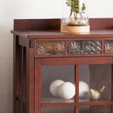 SEI Furniture Camino Mission Faux Slate Sideboard and Display Curio, Dining Room With Entryway Mission Style Ash, Brown SEI Furniture
