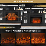 COSTWAY Electric Fireplace TV Stand for TVs Up to 65 Inches, 1400W Heater Insert with Remote Control, 6H Timer, 3-Level Flame, Overheat Protection and CSA Certification, Adjustable Shelves, Black COSTWAY