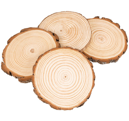 ilauke Wood Slices for Centerpieces, 6Pcs Large Unfinished Wood Slices 7-8 Inches Round Wooden Circle with Tree Bark, Wooden Discs for DIY Painting Crafts, Weddings Centerpieces Decor