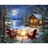 xackcme Lake Paint by Numbers for Adults, Winter Scenery Paint by Number on Canvas Without Frame, DIY Snow Landscape Oil Painting for Gift Home Wall Decor (16x20 inch) xackcme