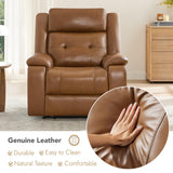 Watson & Whitely Genuine Leather Power Recliner Chair for Adults, Wall Hugger Recliner with Power Headrest, Cup Holders & Charging Ports, Electric Reclining Chairs for Living Room, RV, Saddle Brown Watson & Whitely