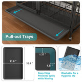 Dog Crate Furniture, Modern Dog Crate Table for Medium Large Dogs, Wooden Dog Kennel Indoor End Table with Removable Tray, Double-Door Dog House with Wheels, Heavy Duty Dog Cage with Flip-Top (Grey) VERYKE