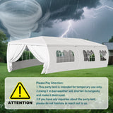 Usnipoya 10' x 30' Outdoor Gazebo Tents with 8 Detachable Sidewalls, White Patio Canopy Tent, Shade Tents with Transparent Windows, Ideal for Party, Wedding, Birthday, Events, Gatherings Usnipoya
