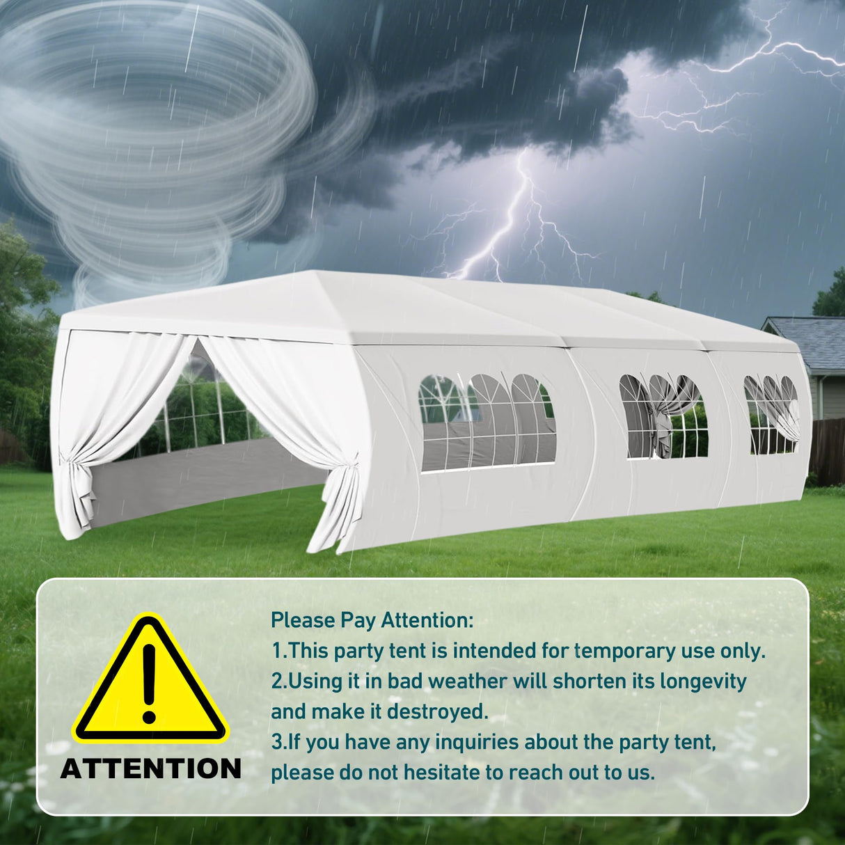 10' x 30' Outdoor Canopy Tents with 8 Detachable Sidewalls, White Patio Gazebo Tent, Shelter Shade Tent with Windows for Party, Wedding, Birthday, Events, Gatherings and Patio OLLIDOT