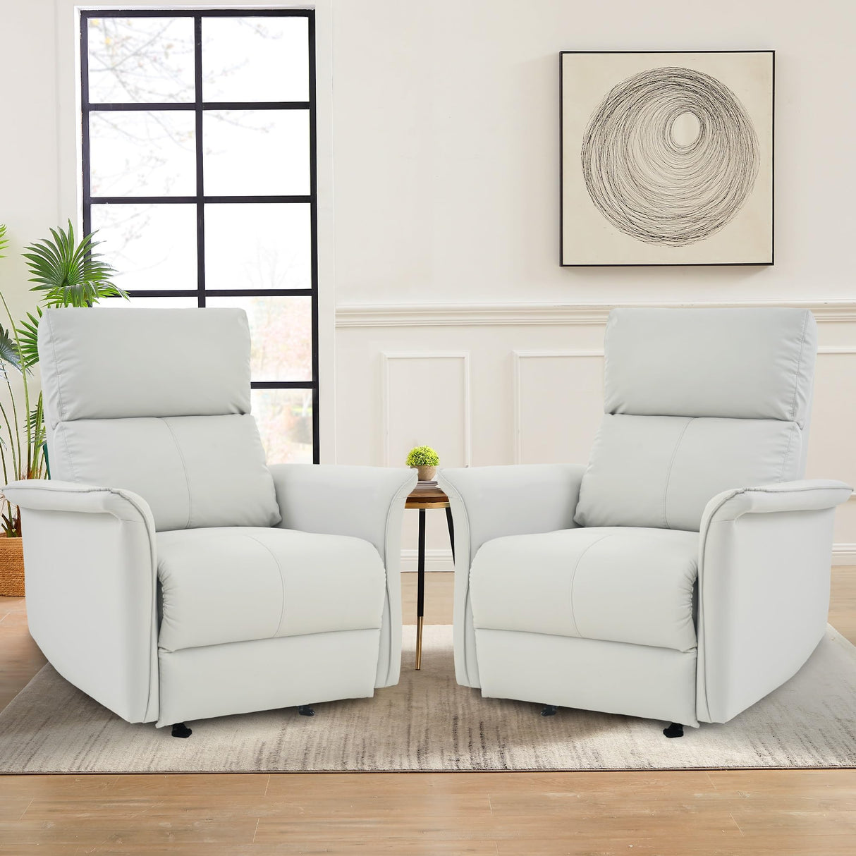 Manual Rocker Recliner Chair for Adults – Perfect for Small Spaces, PU Leather Nursery Glider, Ideal for Home Theater, Living Room, and Bedroom YJSPSSW