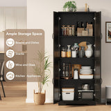IDEALHOUSE Tall Pantry Cabinet, 60" Kitchen Pantry Storage Cabinet with 2 Doors and Adjustable Shelves, Freestanding Kitchen Cabinet, Cupboard for Dining Room, Bathroom, Living Room, Black IDEALHOUSE