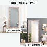 Naomi Home Farmhouse Full-Length Mirror with Wood Frame – Rustic 66"x32" Large Floor Mirror, Elegant Full Body Standing or Wall Mirror, Rustic Wood Mirror Full Length for Bedroom, Warm Grey Finish Naomi Home