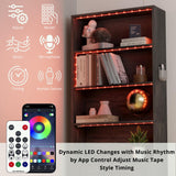 IRONCK Tall Bookcase with LED Lights, 70 in Industrial Bookshelf Display Shelf Floor Standing for Home Office, Living Room, Bed Room IRONCK