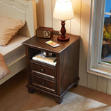 SAVOR LIFE Farmhouse Nightstand with Charging Station, Rustic Brown Nightstand,2 Drawers End Table for Living Room,Bedside Table with Open Shelf for Bed Room,Walnut SAVOR LIFE