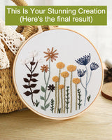 Santune 3 Sets Embroidery Kit,Cross Stitch Kits for Beginners,Needlepoint Kits for Adults with Easy Floral Pattern Hand Crafts,Hoop,Needle,Mothers Day Gifts Santune
