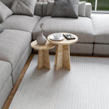 Travertine Efect Round Nesting Coffee Table Set of 2 Modern Coffee Table Small Side Table End Table for Living Room noadre