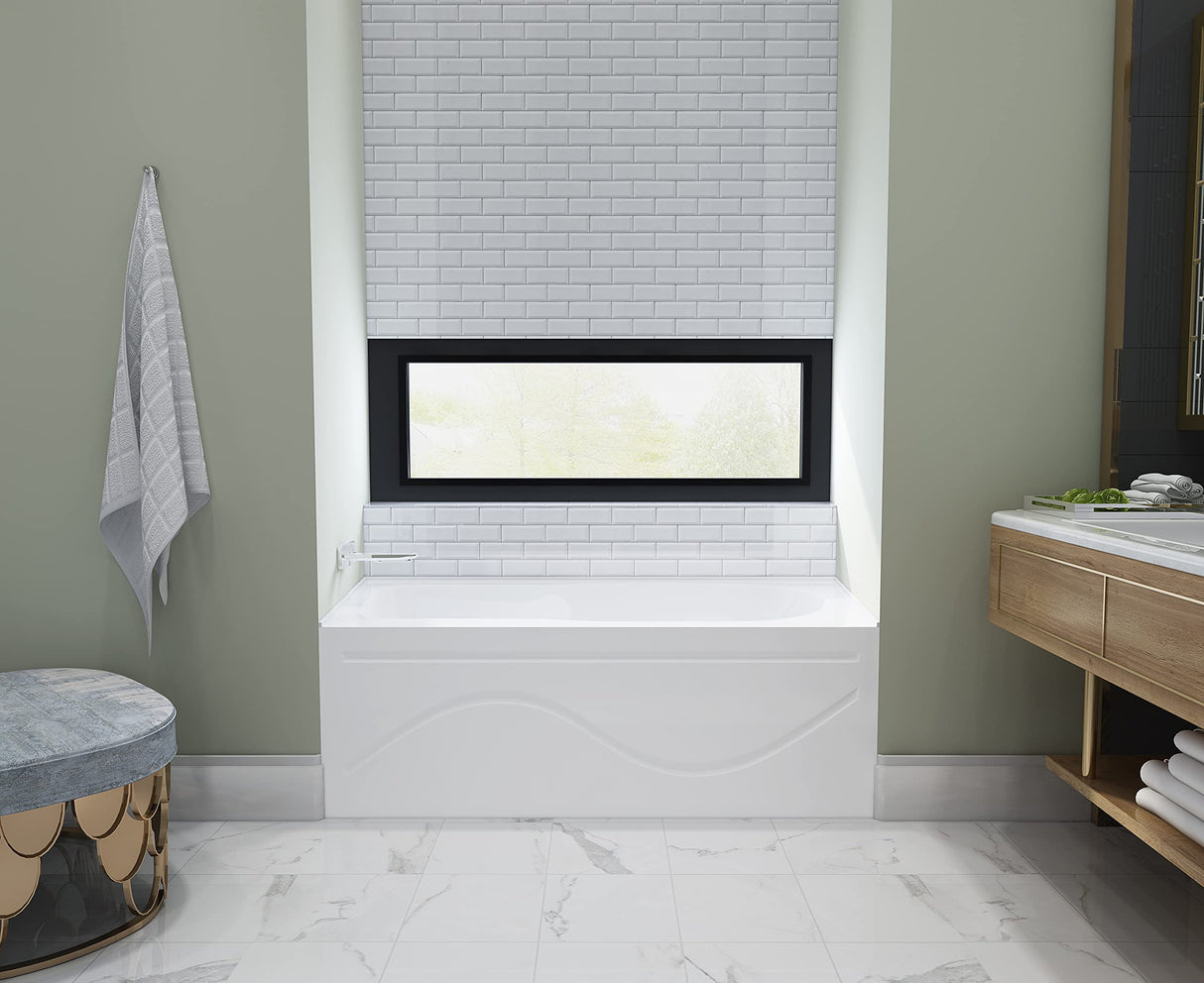 Kingston Brass Aqua Eden VTAP603022L 60-Inch Acrylic Anti-Skid Alcove Tub with Left Hand Drain Hole, White Kingston Brass
