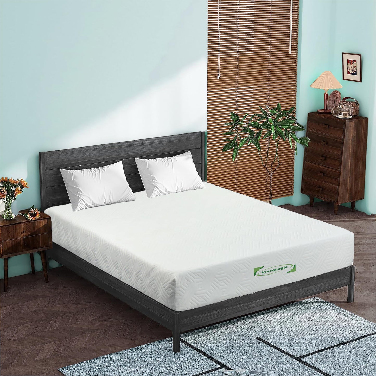 Viscologic 6 Inch Twin Mattress Gel Infused Cool Sleep & Pressure Relief, Medium Firm Mattress CertiPUR-US Certified, Bed in a Box High Density Supportive Reversible Removable Zippered Cover