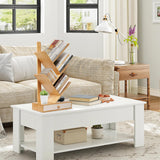 PERFECYEE 4 Tier Tree Bookshelf with Drawer, Small Bookcase, Desktop Bookshelf Floor Standing Bookcase Display for Living Room, Bedroom, Natural PERFECYEE