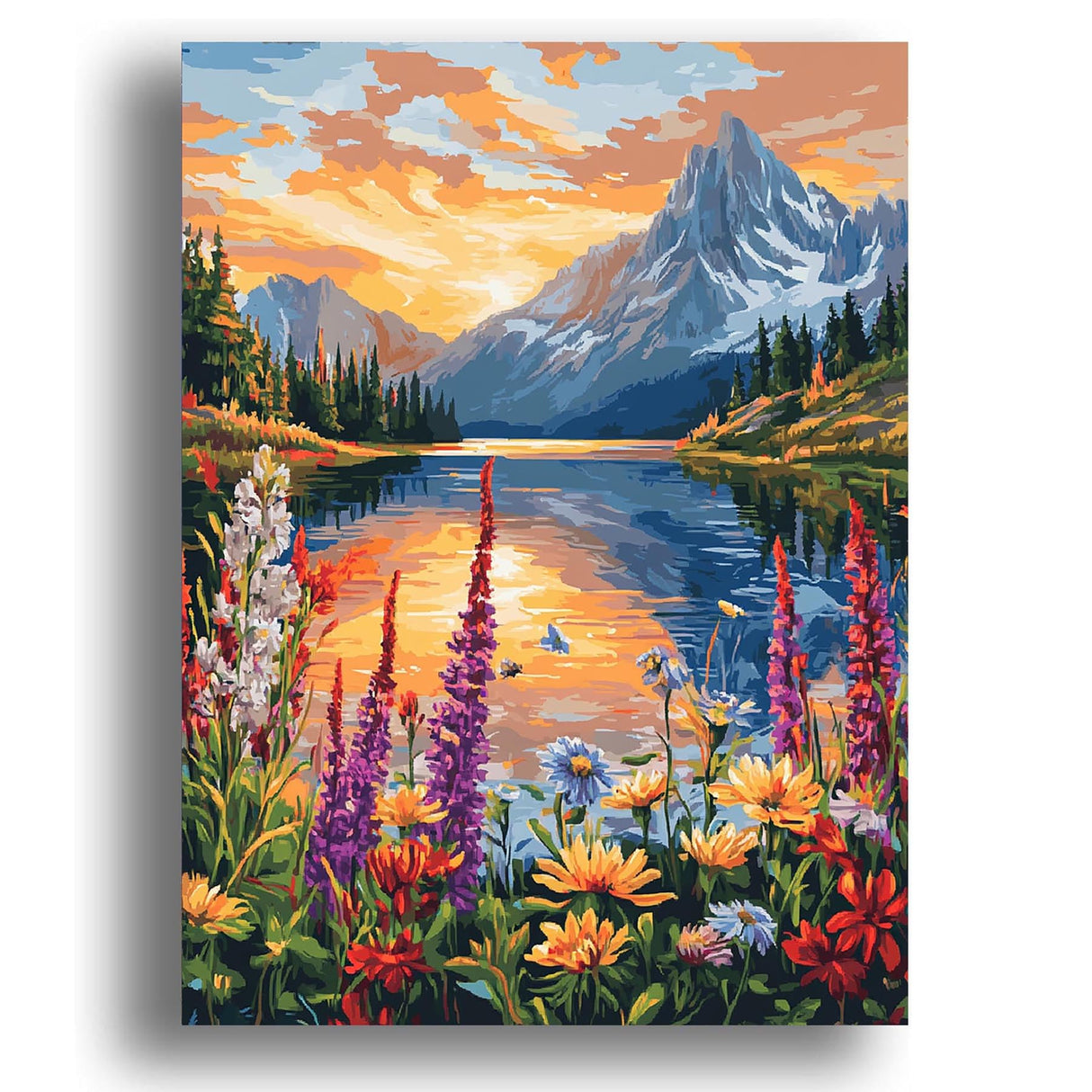 Zariocy Paint by Numbers Kits for Adults - Mountains Lakes DIY Oil Paintings Canvas Acrylic Paint Set - Landscape Paint by Numbers Kit for Beginners and Ideal for Home Decor 16x20 inch Zariocy