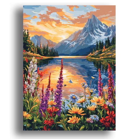 Zariocy Paint by Numbers Kits for Adults - Mountains Lakes DIY Oil Paintings Canvas Acrylic Paint Set - Landscape Paint by Numbers Kit for Beginners and Ideal for Home Decor 16x20 inch Zariocy