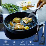 KSENDALO Fish Spatula for Nonstick Cookware -Slotted Turner Egg Spatula -Wide Thin Spatula with European Nylon Blade for Kitchen Use- Egg Flipper Utensils, Black KSENDALO