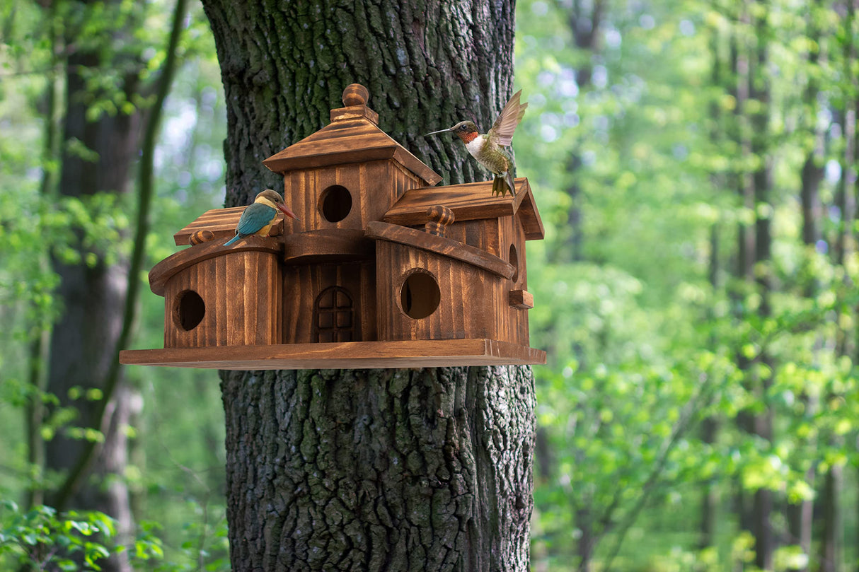 COLEBA Bird Houses for Outside,Outdoor 5 Hole Bird House Room for 5 Bird Families Bluebird Finch Cardinals Hanging Birdhouse for Garden COLEBA