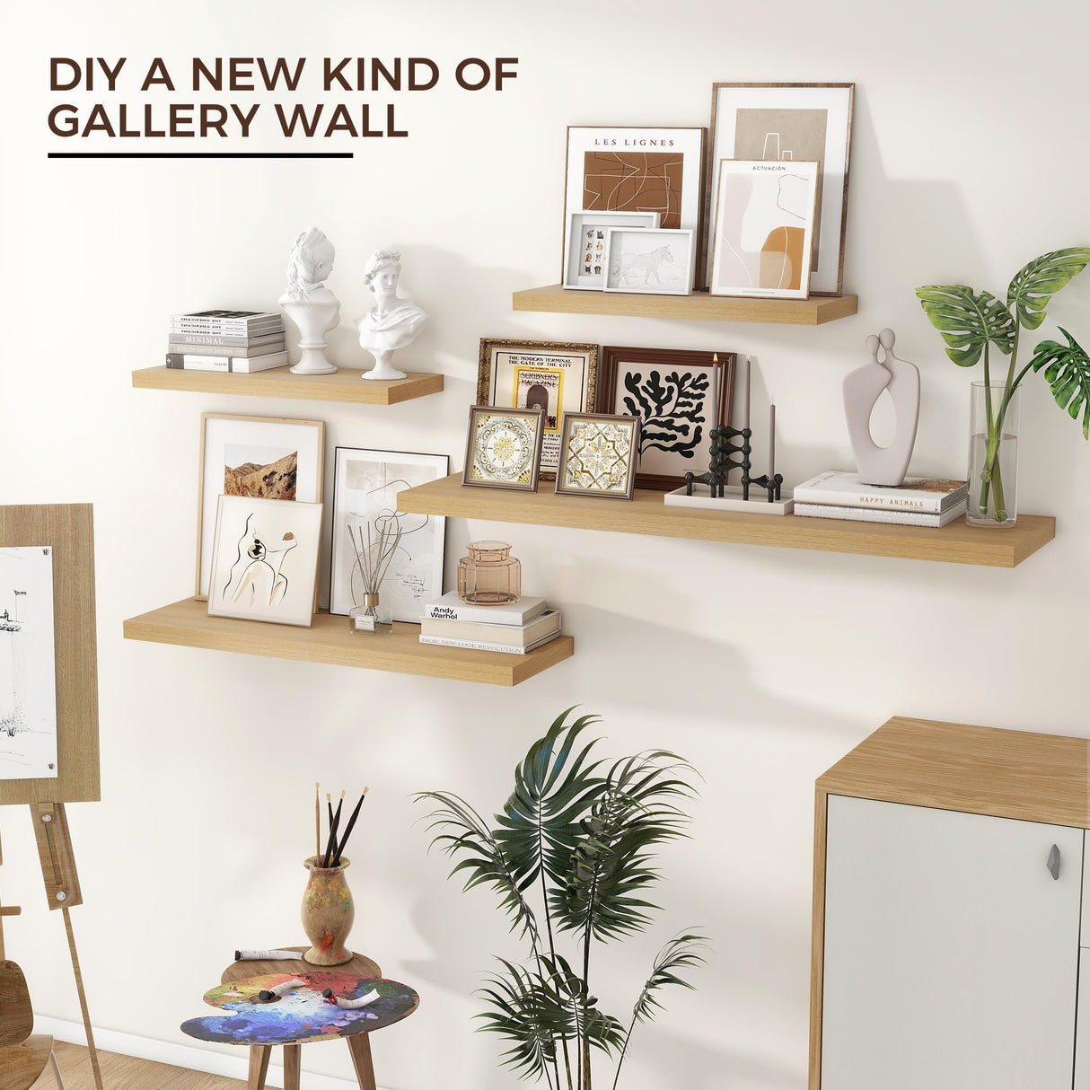 Floating Shelves for Wall, 24"W x 6.7"D x 1.4"H, 2 Pack of Long Wall Mounted Engineered Wood Shelves with Invisible Brackets for Living Room, Bedroom, Bathroom, Kitchen Decor and Storage, Oak Venusmiles