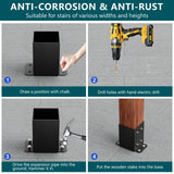 SPACEEUP 4x4 Post Base 2 Pcs, Inner Size 3.6"x3.6" Deck Post Base, Heavy Duty Powder-Coated Post Anchor Black Wood Post Brackets for Decking Porch Railing Support SPACEEUP