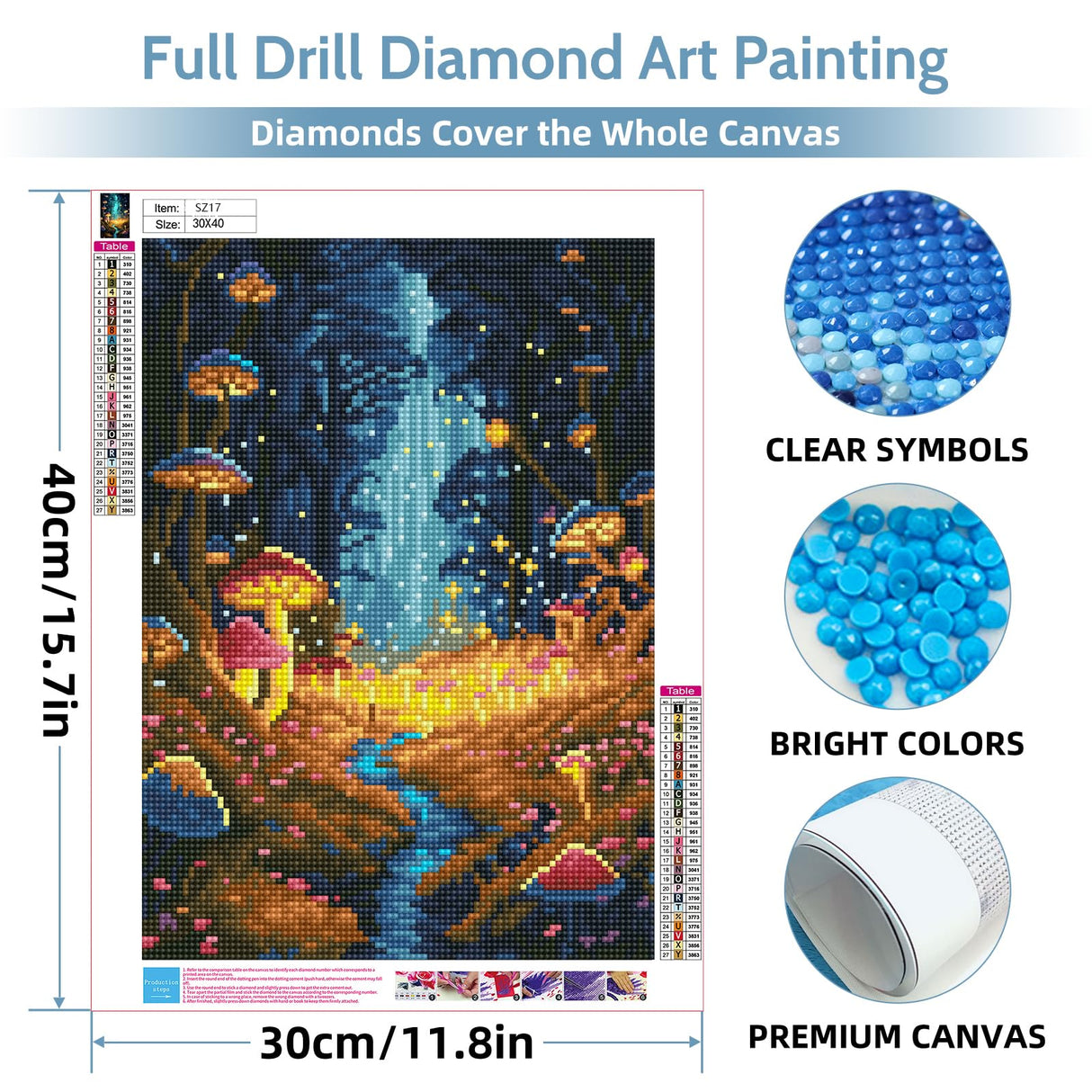 Ycydilirab Enchanted Glow Forest Diamond Painting for Adults-Diamond Art for Adult Beginners,Mushroom Gem Painting Crafts for Adults Home Wall Decor,DIY 5D Gem Art Perfect for Relaxation 12x16inch Ycydilirab