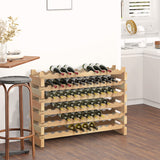 HOMCOM Stackable Wine Rack, Modular Storage Shelves, 72-Bottle Holder, Freestanding Display Rack for Kitchen, Pantry, Cellar, Natural HOMCOM