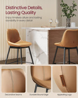 VASAGLE Bar Stools Set of 2, Bar Height Bar Stools with Back, Ergonomic Backrest, Synthetic Leather, Metal Legs, 28.7-Inch Tall Stools for Kitchen Island Home Bar, Caramel Brown ULBC888K01 VASAGLE