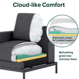 ZINUS Logan Reversible Sectional Chaise, L-Shaped Sofa, Green Tea Infused Foam Cushions, Tool-Free, Easy Assembly, Dark Grey ZINUS