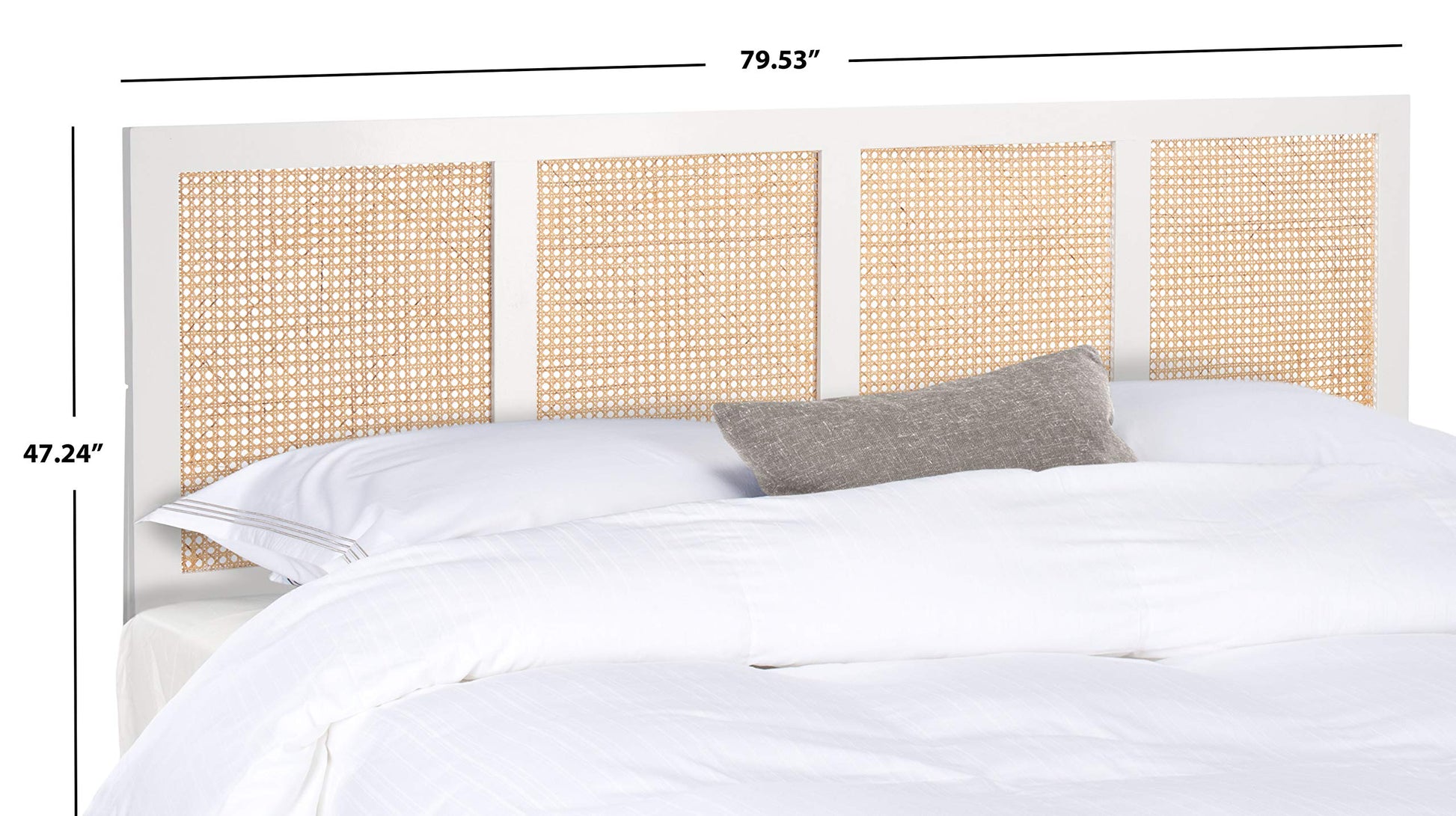 Safavieh Home Collection Vienna Wash Cane King Headboard Platform, White/Natural - WoodArtSupply