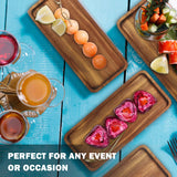 Wooden Serving Platter, 11.8 x 5.1 Inch, Set of 3, Acacia Wood Tray, Perfect for Serving Charcuterie, Desserts, Dips, Sushi, Parties, Family Gatherings, Weddings, and Home Decor, by GNIEMCKIN. GNIEMCKIN