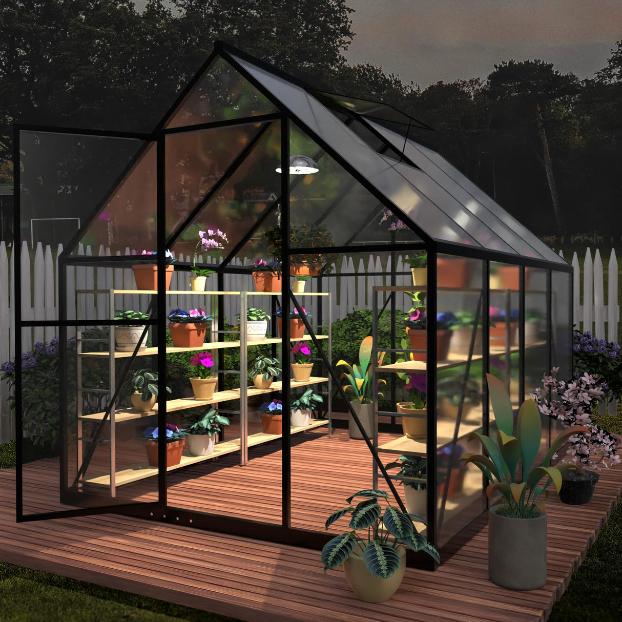 HOOYEAH Green Houses for Outside, 6 x 12 FT Polycarbonate Greenhouse with Lockable Door, Heavy Duty Winter Greenhouses for Outdoors, Aluminum Sunroom Plant Care House HOOYEAH