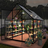 HOOYEAH Green Houses for Outside, 6 x 12 FT Polycarbonate Greenhouse with Lockable Door, Heavy Duty Winter Greenhouses for Outdoors, Aluminum Sunroom Plant Care House HOOYEAH