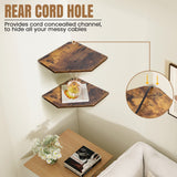Corner Shelf Wall Mount, Corner Floating Shelves, Set of 2 Corner Wall Shelf Organizer, Rustic Wood Wall Storage Display Shelves for Living Room Bedroom Bathroom Kitchen, Rustic Brown Fun Memories