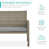 Best Choice Products 4-Piece Outdoor Wicker Patio Conversation Furniture Set for Backyard w/Coffee Table, Seat Cushions - Taupe/Cement Gray Best Choice Products