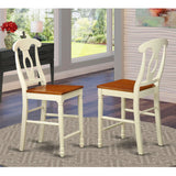 East West Furniture KES-WHI-W Kenley Counter Height Dining Napoleon Back Solid Wood Seat Chairs, Set of 2, Buttermilk & Cherry East West Furniture