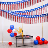 Mega-L 4th of July Decorations 2Packs 39 Feet Foil Fringe Garland Tinsel Streamers, Red White and Blue Star Metallic Hanging Backdrop Banner Table Skirts for Parade Floats Memorial Day Patriotic Party Mega-Loopolis