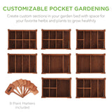 Best Choice Products Elevated 8 Pocket Herb Garden Bed, Mobile Raised Customizable Wood Planter for Herbs, Vegetables, Flowers w/Lockable Wheels, Storage Shelf, Drainage Holes - Acorn Brown Best Choice Products