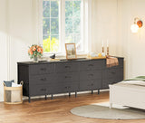 Huuger 70 Inch Black Dresser for Bedroom, TV Stand for 65, 75, 80 Inch TV, 12 Fabric Drawer Long Dresser, Wide Chest of Drawer, Storage Units for Living Room Huuger