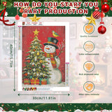 Ohhvvow Diamond Painting Kit - Snowman & Presents-Laden Christmas Tree, Cozy Winter Festive Scene, 5D DIY Full Drill Art Round Diamonds with Tools, Holiday DIY Craft Gift for Women Men Ohhvvow