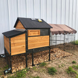 Chicken Coop All-Iron Frame Large Hen House Mobile Poultry Cage with Nesting Box,Metal Run,Waterproof Rain Cover Duck Coop, 85" Aivituvin