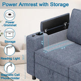 beyond SMART Modular Sectional Sofa,Multifunctional Couches for Living Room with Storage, Armrest with Power Grommet and Cup Holder, Wireless Charging Stand & LED Light Included beyond SMART