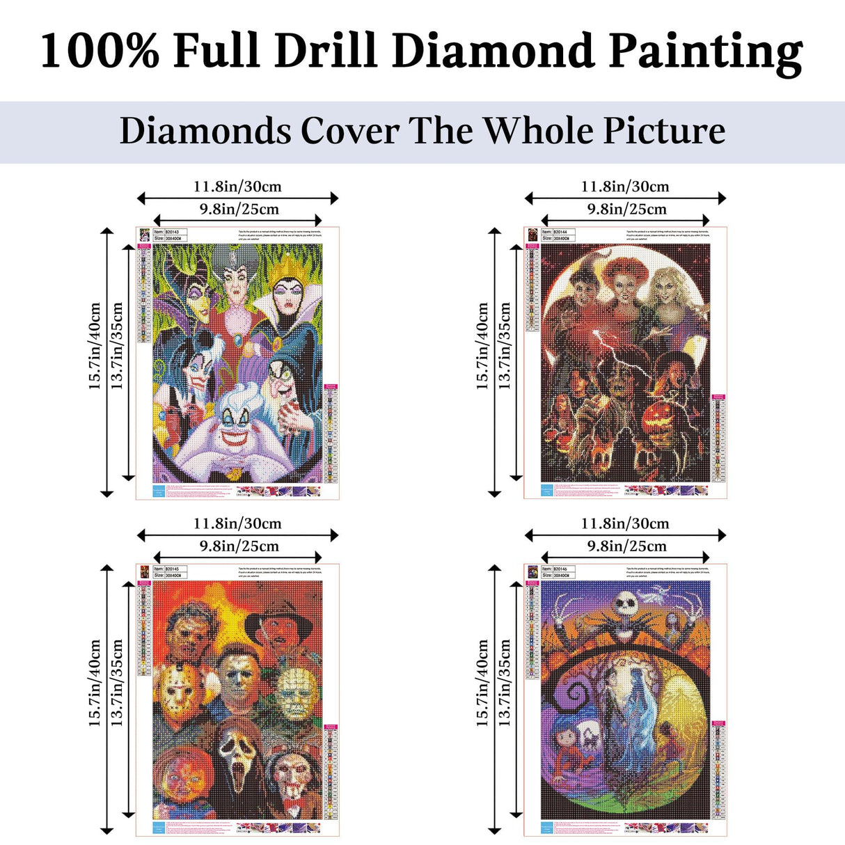 JAKI 4 Pack Diamond Art for Adults-Cartoon Diamond Painting Kits for Adults Beginners,DIY 5D Full Drill Art Perfect for Gift Home Wall Decor(12x16inch) JAKI