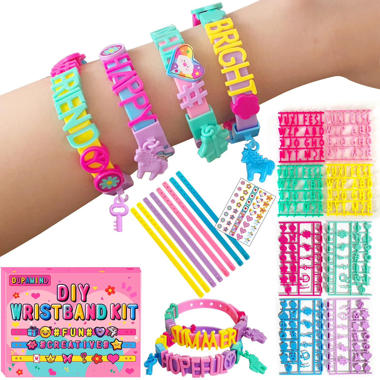 Dupamind Art & Craft Kits for Kids, DIY Friendship Bracelet Making Kit for Girls, Jewelry Making with Charm & Stickers, Birthday Gifts for Ages 8-12, Toys for Ages 5, 6, 7, 8, 9, 10, 11, 12 Years Old Dupamind