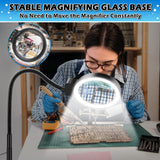 30X 10X Large Floor Magnifying Glass with Light and Stand,72 LED Flexible Gooseneck Floor Magnifying Lamp,2 in 1 Lighted Magnifiers for Close Work, Sewing,Crafts,Hobbies（Black） HQGZQL