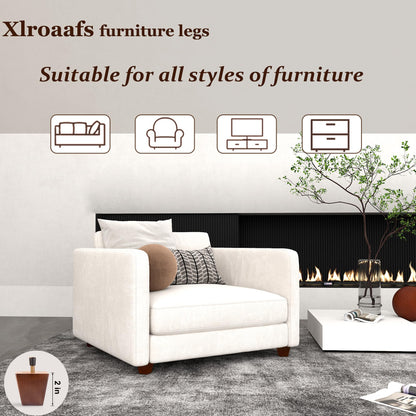 Xlroaafs 2 inch Square Wood Furniture Legs Set of 4,Rubber Wood Sofa Legs Couch Legs,Furniture Feet Replacement Sofa Feet Cabinet Legs Bed Support Legs (2 Inches,Walnut Color)