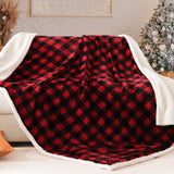 BEAUTEX Christmas Sherpa Fleece Throw Blanket, Super Soft Warm Buffalo Plaid Plush Blankets and Throws, Warm Winter Cozy Fuzzy Blanket for Couch Sofa Bed (Red, 50" x 60") BEAUTEX
